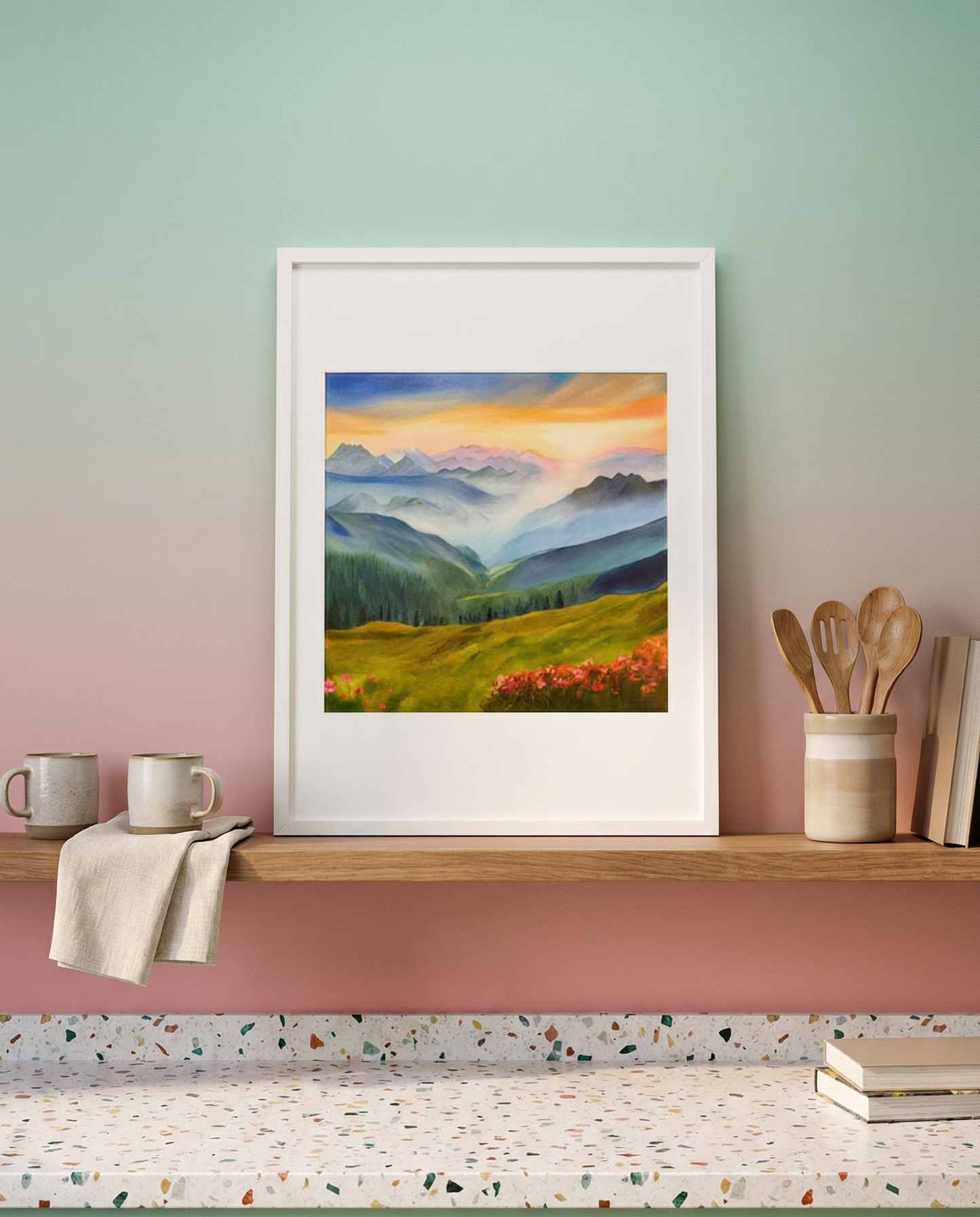 MISTY MOUNTAIN OIL PAINTING PRINT