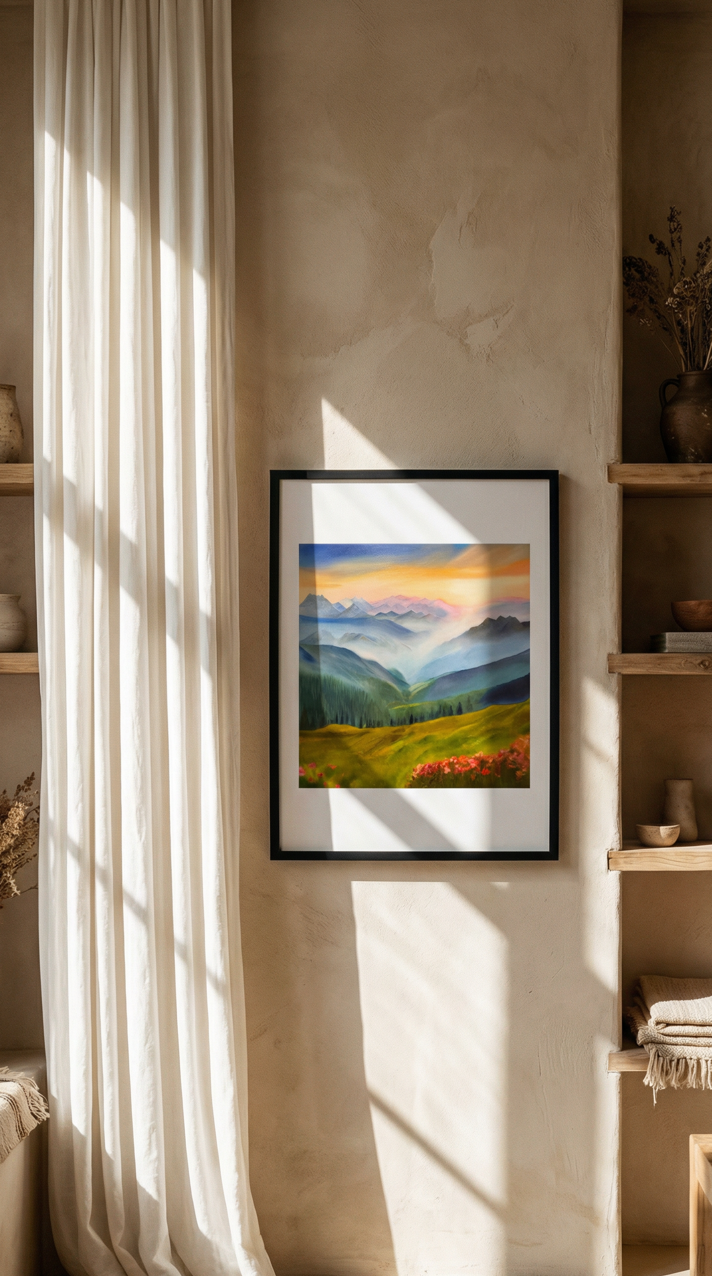 MISTY MOUNTAIN OIL PAINTING PRINT