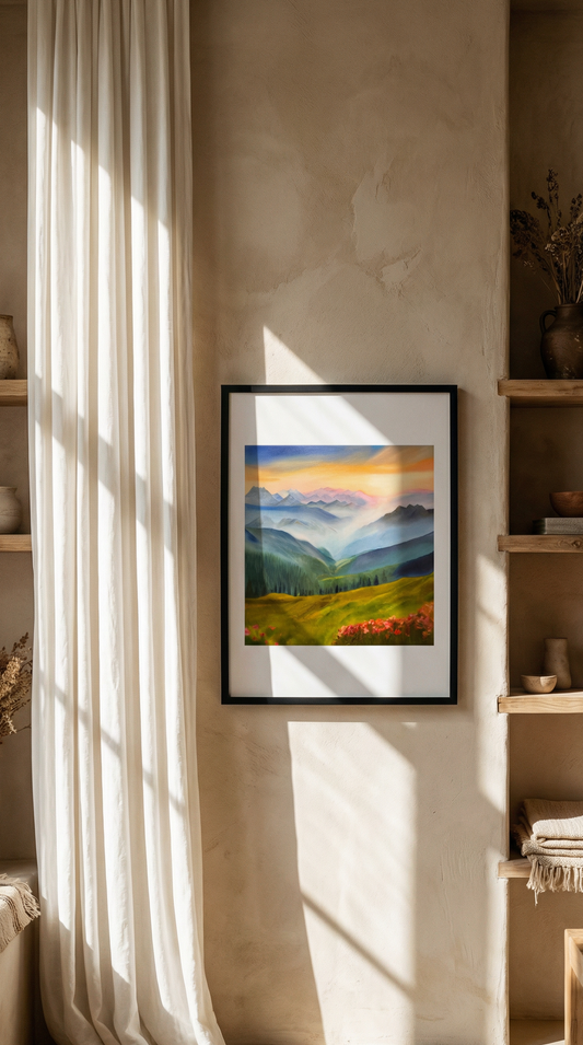 MISTY MOUNTAIN OIL PAINTING PRINT